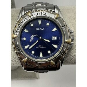 Pulsar VX32-X136 New Battery Goodyear‎ Logo Mens Watch 40MM 7.5" Blue Dial N25